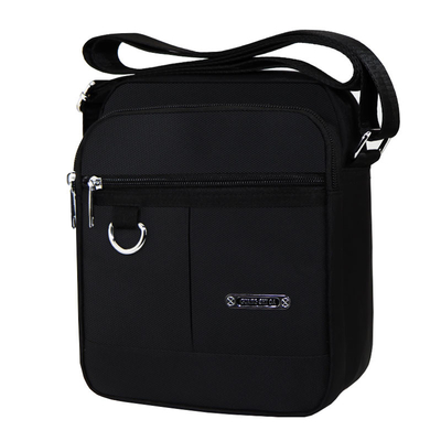 Travel Shoulder Messenger Bag 2 Sizes Black Nylon Crossbody Bag Casual Waterproof