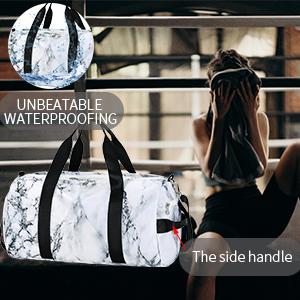 Marble White Sports Duffle Bags For Men Women Casual 800g 2