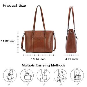 Vintage Womens Leather Messenger Bag 15.6 Inch Laptop Tote Bag 2