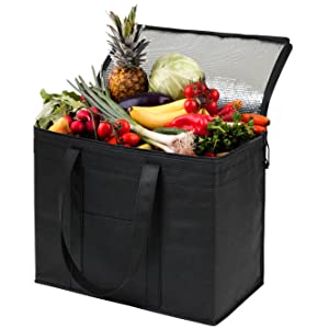 Foldable Insulated Shopping Bags Groceries Sturdy Zipper Washable Stands Coller Bag 8