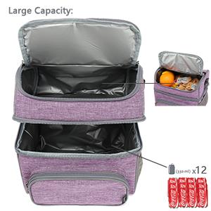 Double Layer Insulated Cooler Bags Adult Lunch Portable Soft Sided Coolers Tote 0