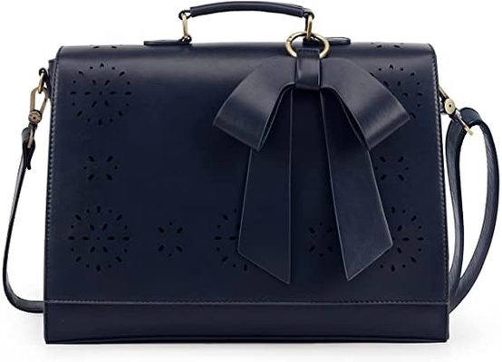 Women'S Vegan Leather Laptop Bag Shoulder Computer Satchel Bag Detachable Bow