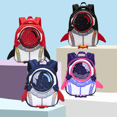 Waterproof 3D Rocket Kids Backpack Anti Lost Cartoon Girls Astronauts School Bags