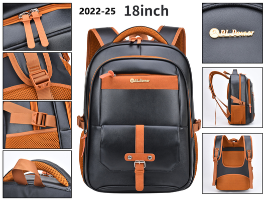 18 Inch Business Casual Backpack Men'S PU Leather College Student School Bag
