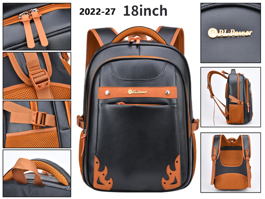18 Inch Business Casual Backpack Men'S PU Leather College Student School Bag