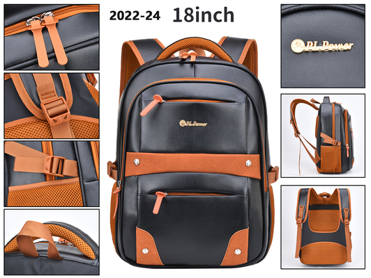 18 Inch Business Casual Backpack Men'S PU Leather College Student School Bag