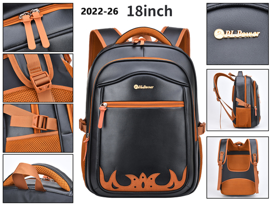 18 Inch Business Casual Backpack Men'S PU Leather College Student School Bag