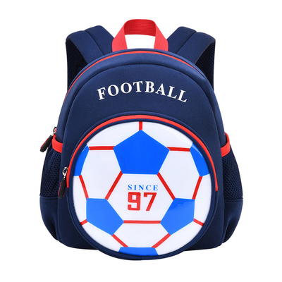 Blue 3D Football Backpack / Cute Cartoon Knapsack For Boys