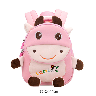 Cow Waterproof Kids Backpack Cartoon 3D Animal Kindergarten Girls Fashion Schoolbags