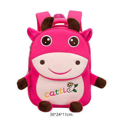 Cow Waterproof Kids Backpack Cartoon 3D Animal Kindergarten Girls Fashion Schoolbags