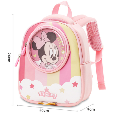Minnie Mickey Waterproof Kids Backpack Disney Kindergarten Childrens Anti Lost Mochila