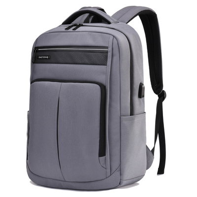 15.6inch Business Laptop Backpack USB Charging Black Leather Laptop Bag