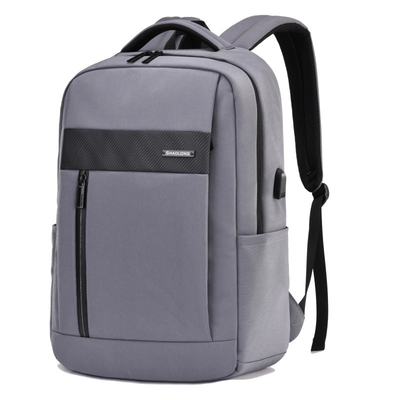 15.6inch Business Laptop Backpack USB Charging Black Leather Laptop Bag