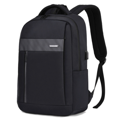 15.6inch Business Laptop Backpack USB Charging Black Leather Laptop Bag