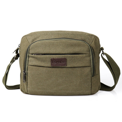 Buckle Solid Vintage Canvas Messenger Bag Casual Portable Shoulder Bag
