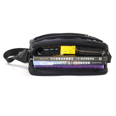 Black Shoulder Messenger Bag Multi Pocket Crossbody Bag Casual Nylon
