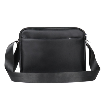 Black Shoulder Messenger Bag Multi Pocket Crossbody Bag Casual Nylon