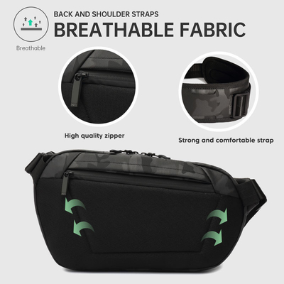 Waterproof Chest Fashion Fanny Pack Black Anti Theft Crossbody Bag Oxford Sling Bags