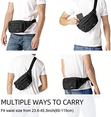 Bum Fashion Fanny Pack Men Women Water Resistant Waist Bag With 6 Zipped Pockets