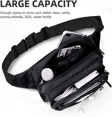 Bum Fashion Fanny Pack Men Women Water Resistant Waist Bag With 6 Zipped Pockets