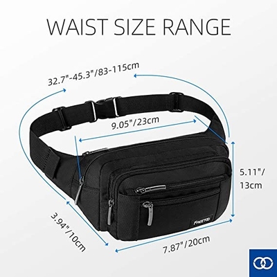 Bum Fashion Fanny Pack Men Women Water Resistant Waist Bag With 6 Zipped Pockets