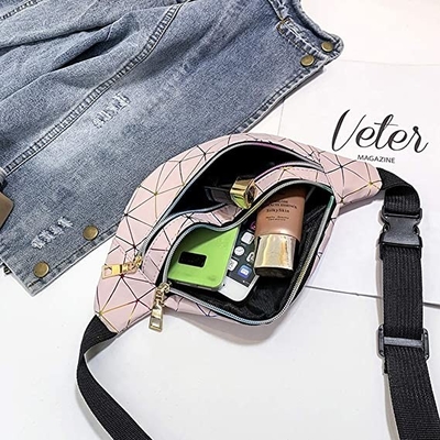 Pu Leather Bum Waist Bag Festival Fanny Pack 3 Zip Pockets Waterproof