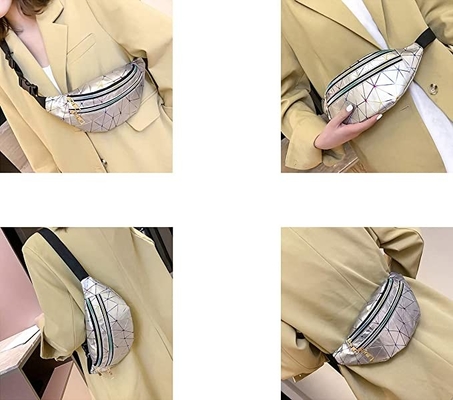 Pu Leather Bum Waist Bag Festival Fanny Pack 3 Zip Pockets Waterproof