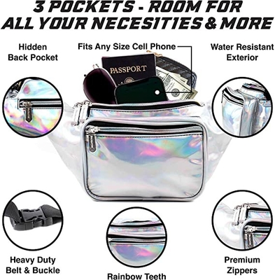 PU Rave Bum Bag Waist Pack For Women Men Kids Small Medium Large