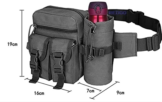 Military Utility Waterproof Bum Bag Canvas Waist Pouch With Bottle Holder