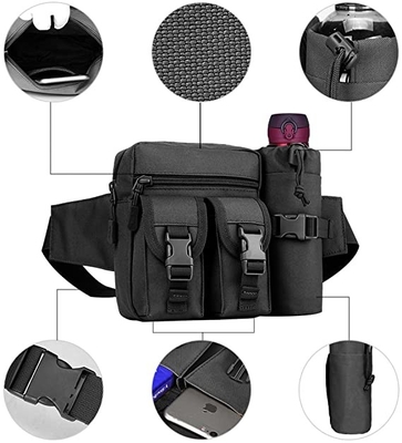 Military Utility Waterproof Bum Bag Canvas Waist Pouch With Bottle Holder