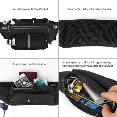 Polyester Waterproof Bum Jogging Belt Bag Running Belt With Bottle Holder