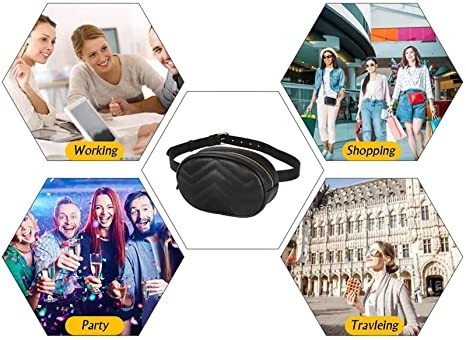 Crossbody Fashion Fanny Pack PU Leather Waterproof Belt Bag