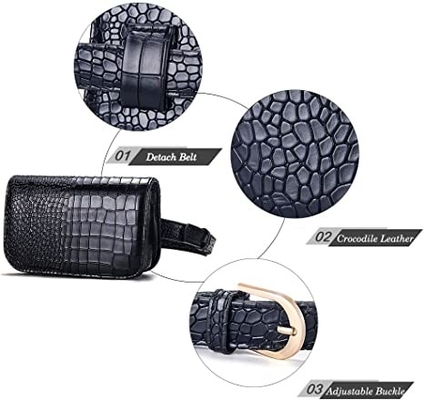 Crocodile Small Crossbody Fanny Pack Pu Leather Purses With Cell Phone Pockets