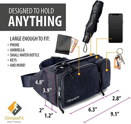 6 Pockets Fashion Fanny Pack Hiking Cute Waist Bag