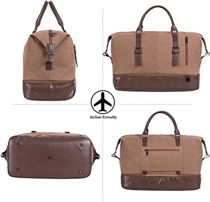 Canvas Waterproof Weekender Bag Overnight Totes Rolling Duffel Bag
