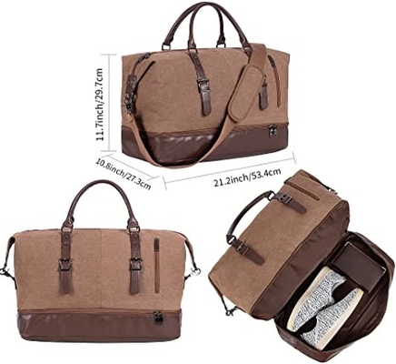Canvas Waterproof Weekender Bag Overnight Totes Rolling Duffel Bag