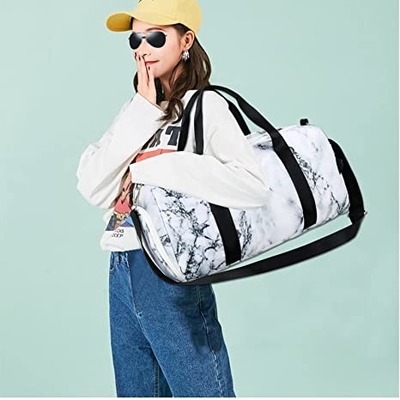 Marble White Sports Duffle Bags For Men Women Casual 800g