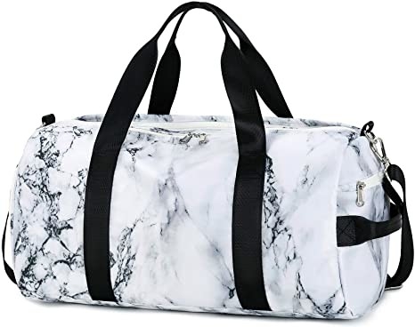 Marble White Sports Duffle Bags For Men Women Casual 800g