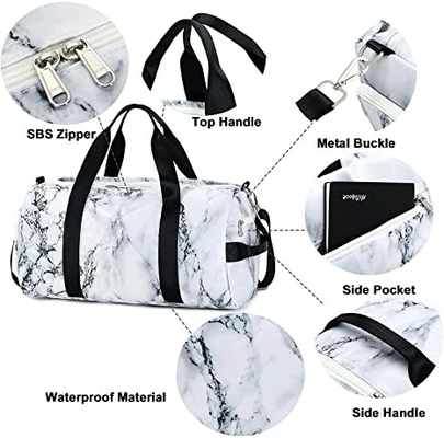 Marble White Sports Duffle Bags For Men Women Casual 800g