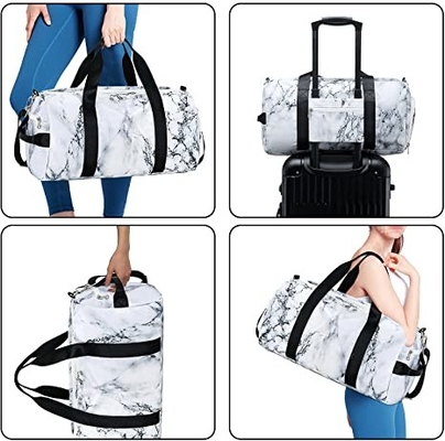 Marble White Sports Duffle Bags For Men Women Casual 800g