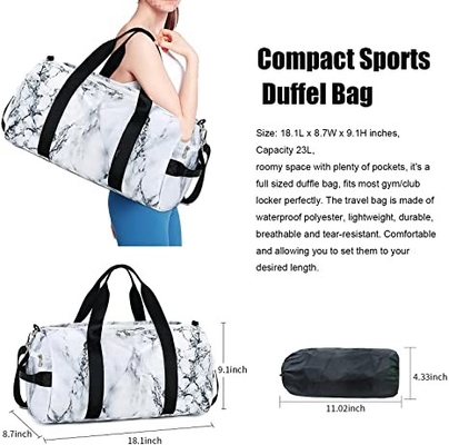 Marble White Sports Duffle Bags For Men Women Casual 800g