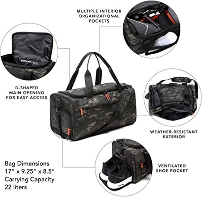 Overnight  Water Resistant Gym Bag With Shoe Compartment 22L