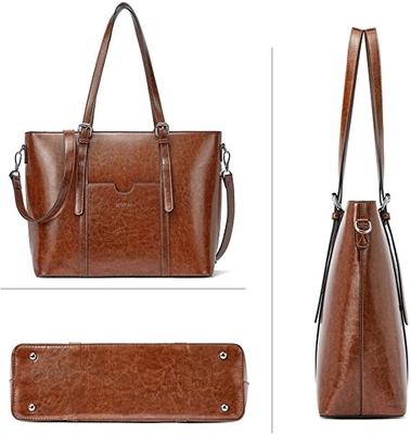 Vintage Womens Leather Messenger Bag 15.6 Inch Laptop Tote Bag