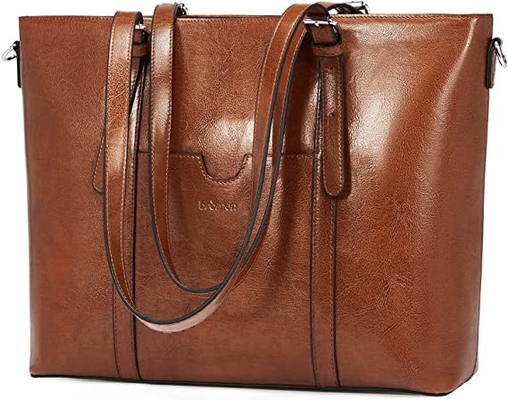 Vintage Womens Leather Messenger Bag 15.6 Inch Laptop Tote Bag