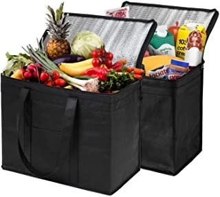 Foldable Insulated Shopping Bags Groceries Sturdy Zipper Washable Stands Coller Bag