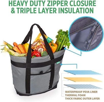 Gray Insulated Cooler Bag HD Thermal Soft Sided Insulated Cooler