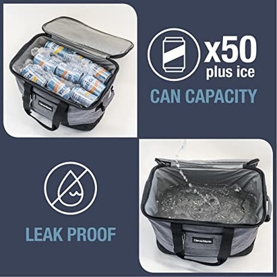 Leakproof Collapsible Insulated Bag Soft Sided Portable Grocery 50 Can Cooler Bag