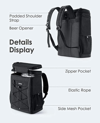 Reflective Strip Insulated Cooler Bags Waterproof 30 Can Soft Sided Cooler