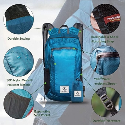 Hiking Daypack Lightweight Packable Backpack Water Resistant 70L Oxford Material