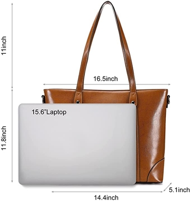 15.6 Inch Laptop Leather Tote Bag For Women PU Polyester Material
